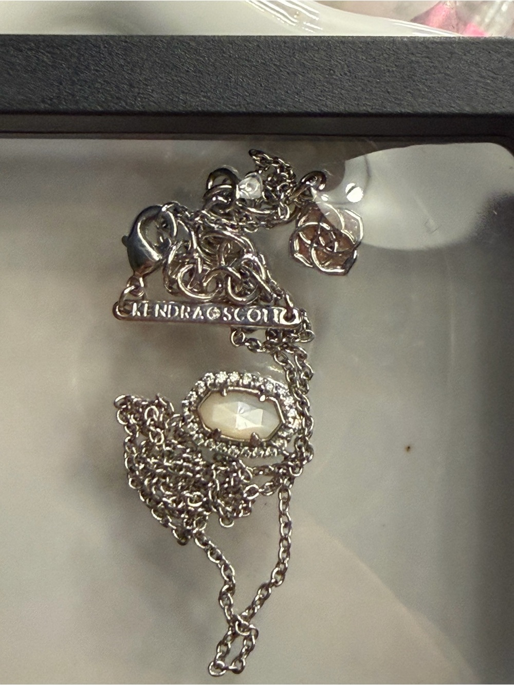 Kendra Scott Silver Necklace with White Faceted Stone